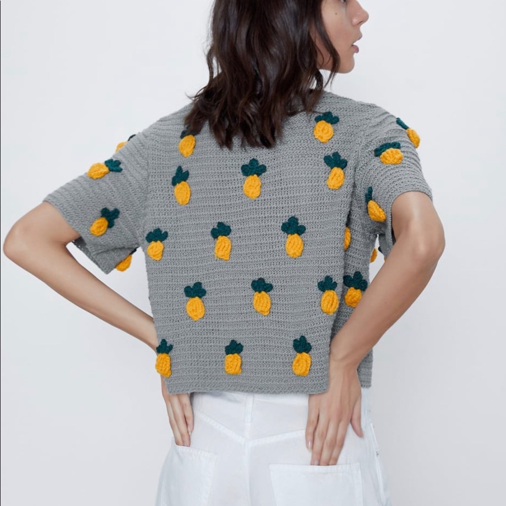 ZARA Pineapple Knit Sweater - Picture 6 of 8